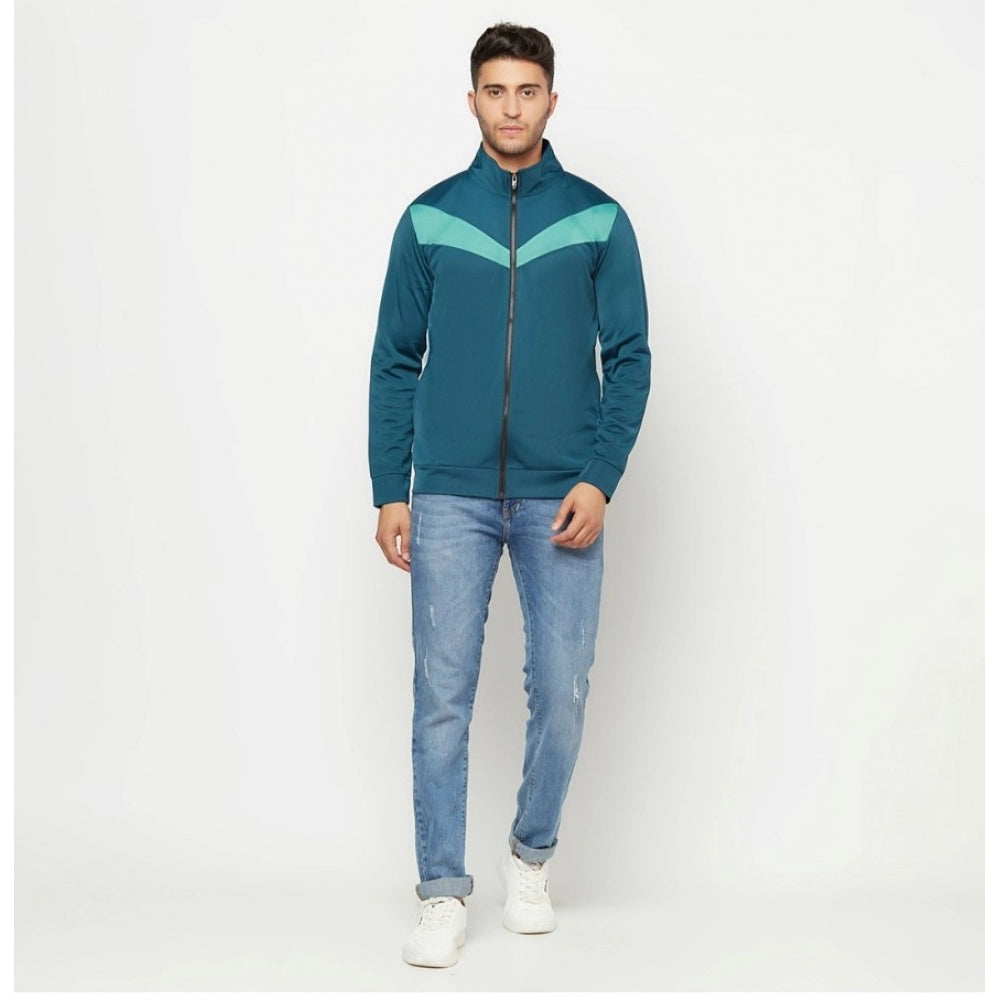 Amfyn Men's Colorblock Polyester Full Sleeve Casual Jacket (Blue)