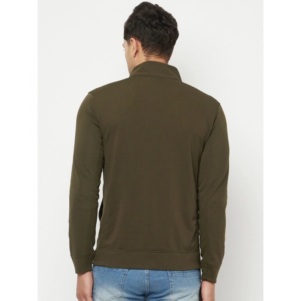 Amfyn Men's Solid Polyester Full Sleeve Casual Jacket (Green)
