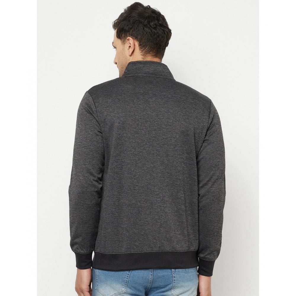 Amfyn Men's Solid Lycra Blend Full Sleeve Casual Jacket (Grey)