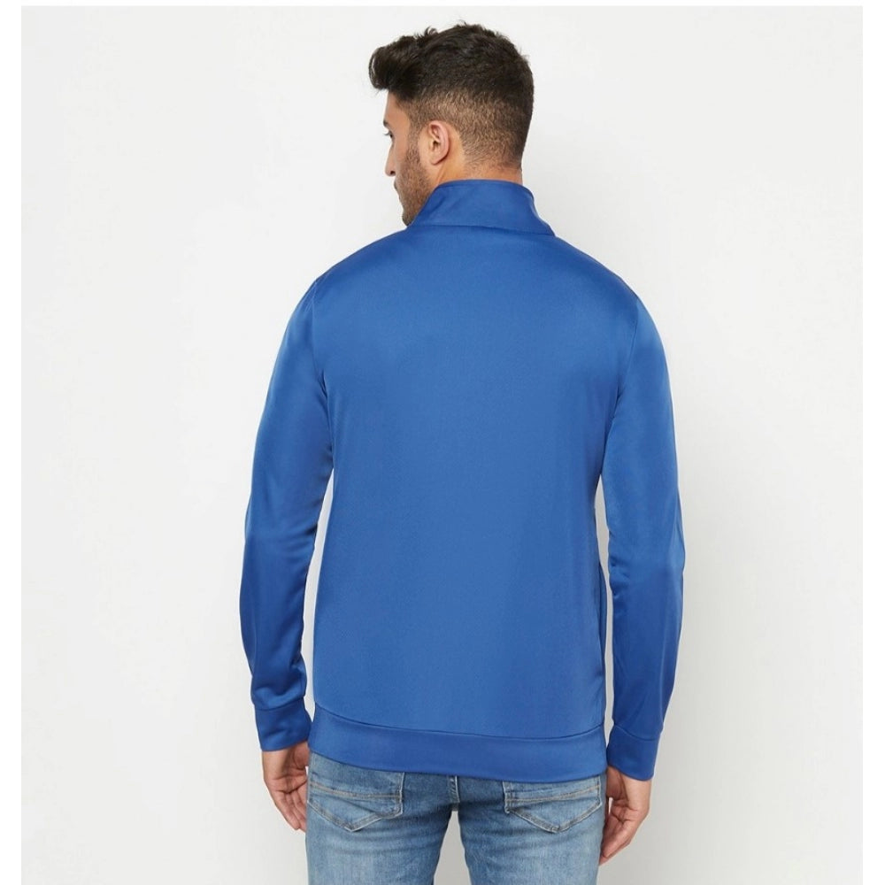 Amfyn Men's Solid Polyester Full Sleeve Casual Jacket (Blue-White)