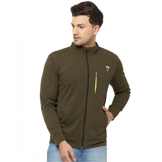 Amfyn Men's Solid Polyester Full Sleeve Casual Jacket (Green)