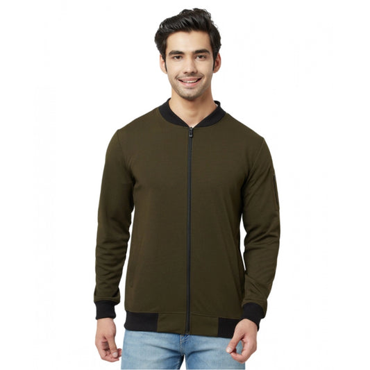 Amfyn Men's Solid Polyester Full Sleeve Casual Jacket (Green)