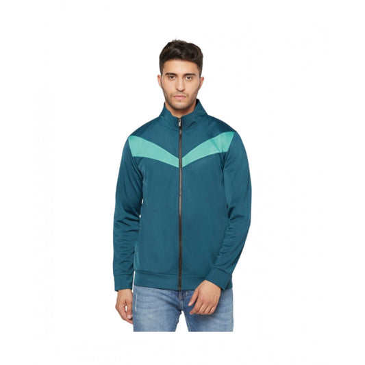 Amfyn Men's Colorblock Polyester Full Sleeve Casual Jacket (Blue)
