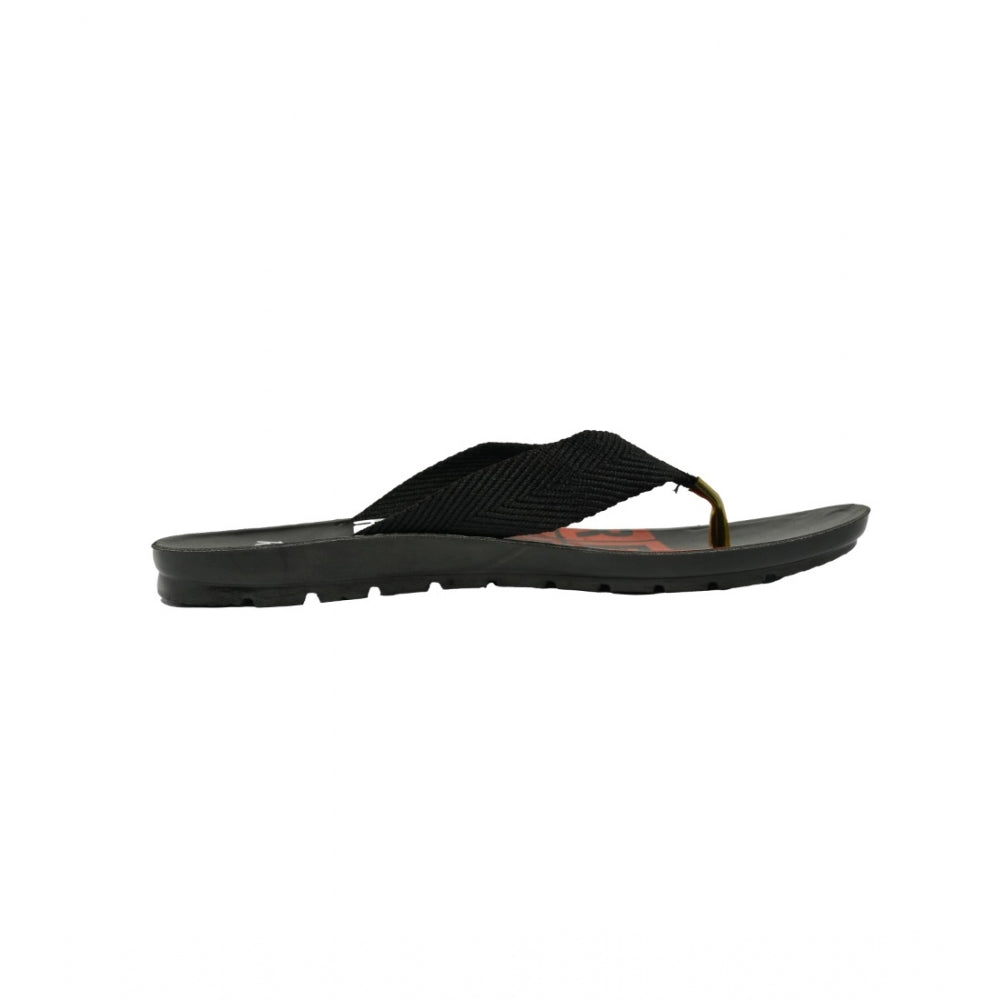 Amfyn Men's Polyurethane Printed Slip-on Slipper (Black)