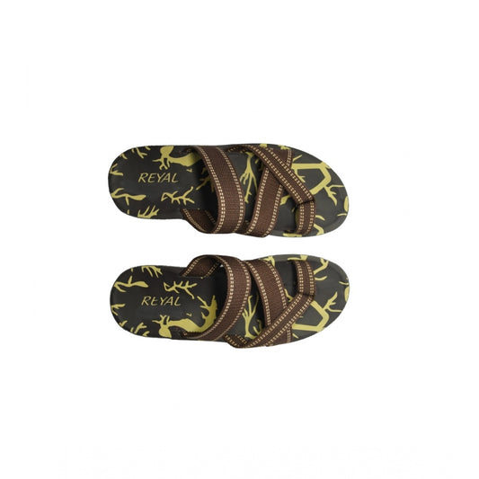 Amfyn Men's Polyurethane Printed Slip-on Slipper (Brown)
