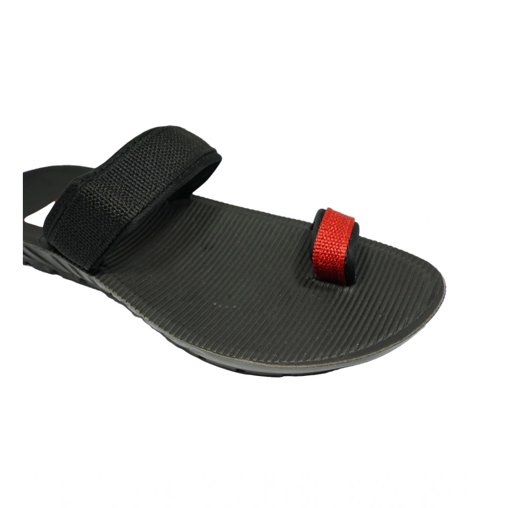 Amfyn Men's Polyurethane Printed Slip-on Slipper (Black)