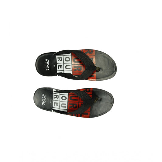 Amfyn Men's Polyurethane Printed Slip-on Slipper (Black)