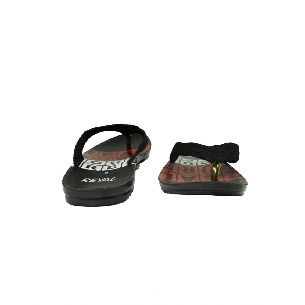 Amfyn Men's Polyurethane Printed Slip-on Slipper (Black)