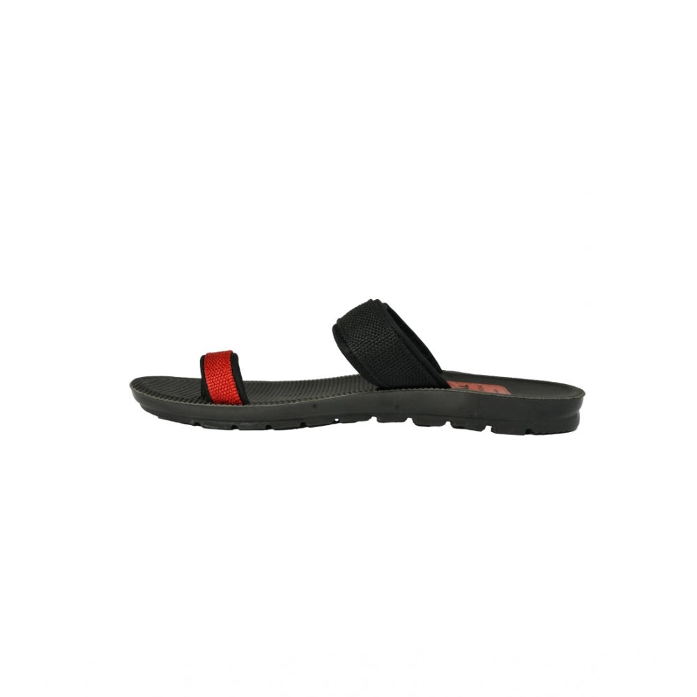 Amfyn Men's Polyurethane Printed Slip-on Slipper (Black)