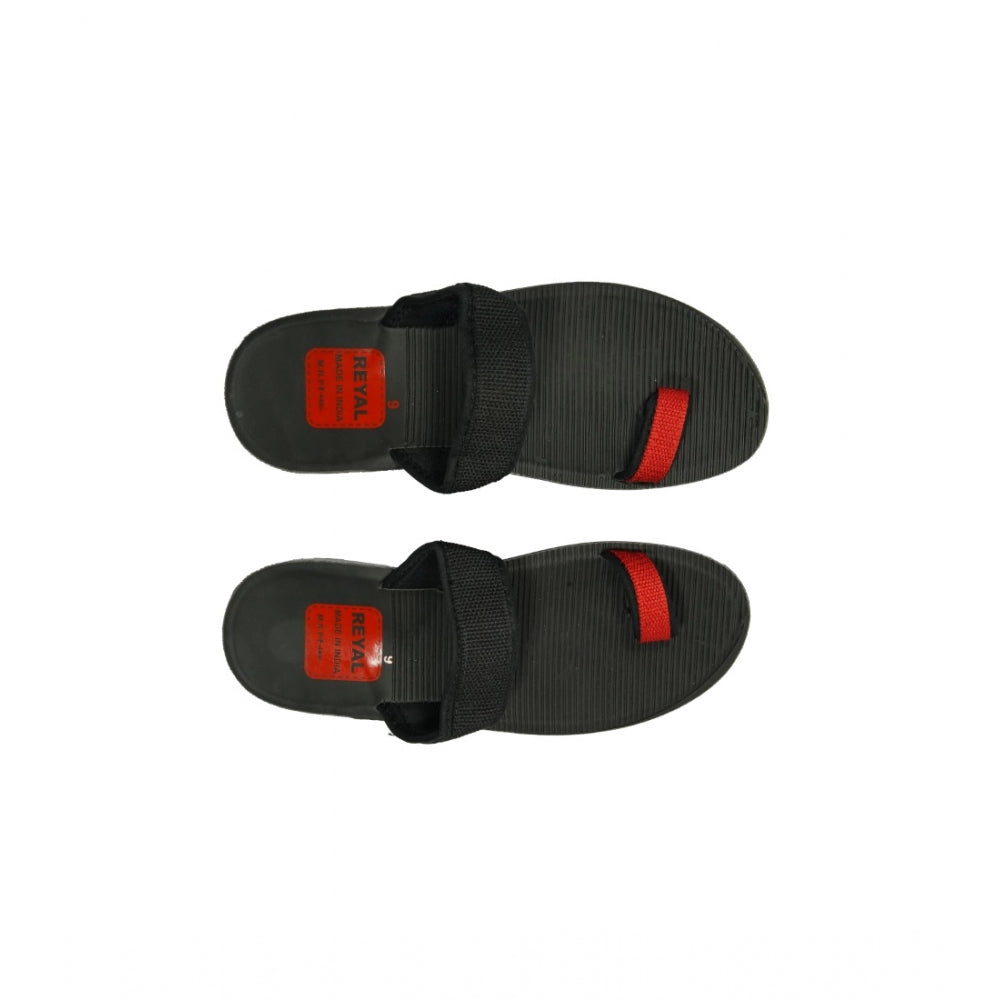 Amfyn Men's Polyurethane Printed Slip-on Slipper (Black)