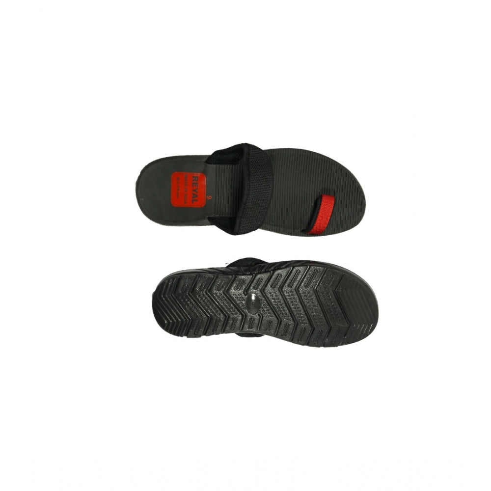 Amfyn Men's Polyurethane Printed Slip-on Slipper (Black)