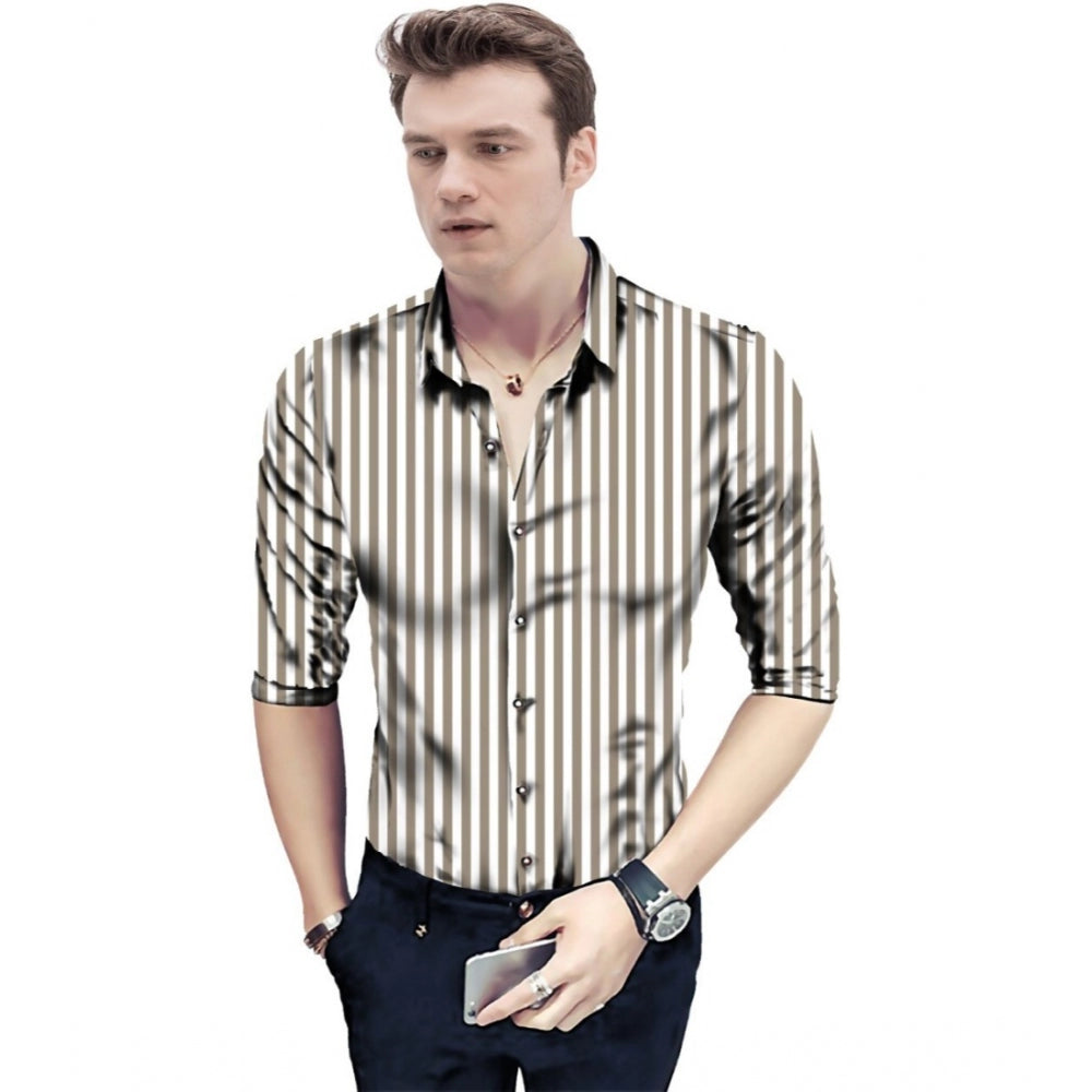Amfyn Men's Casual Floral Printed Cotton Blend Unstitched Shirt Fabric 1.6 Mtrs (Brown)