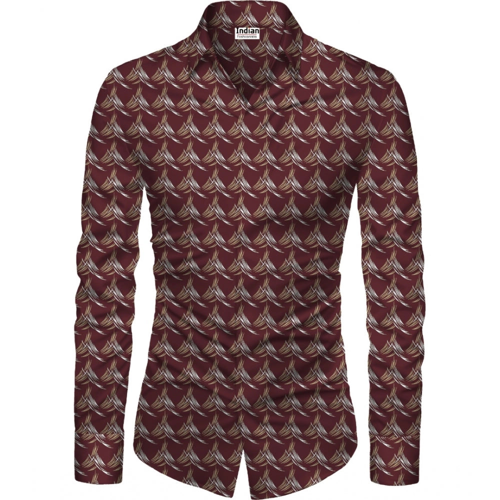 Amfyn Men's Casual Floral Printed Cotton Blend Unstitched Shirt Fabric 1.6 Mtrs (Maroon)