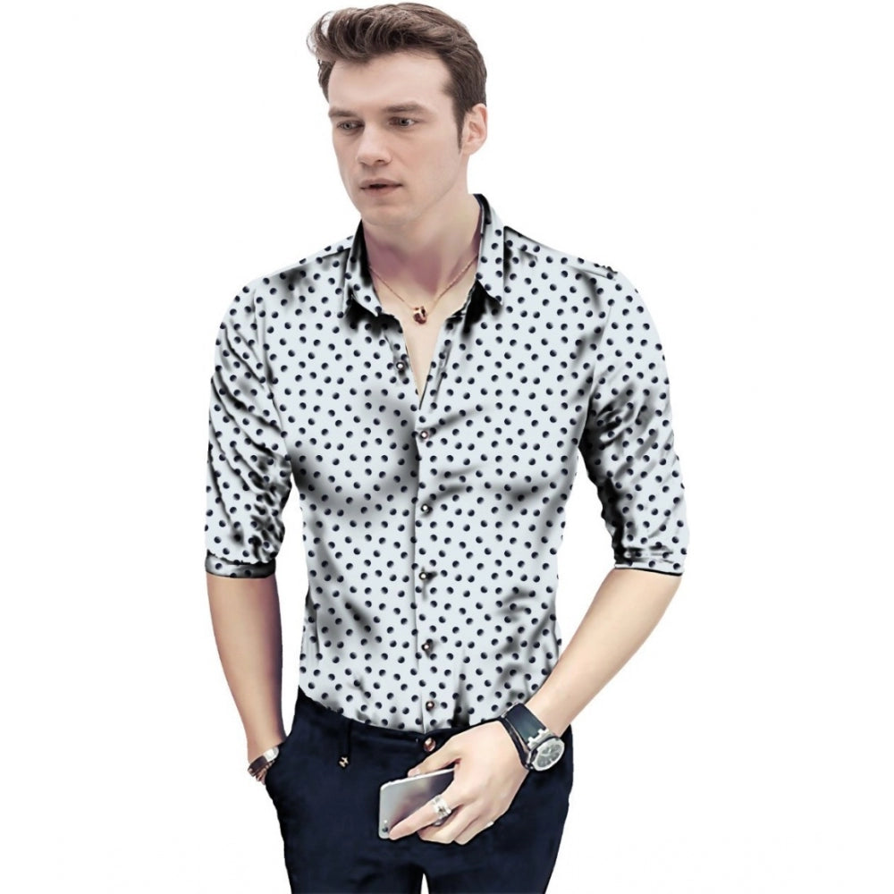 Amfyn Men's Casual Floral Printed Cotton Blend Unstitched Shirt Fabric 1.6 Mtrs (White)