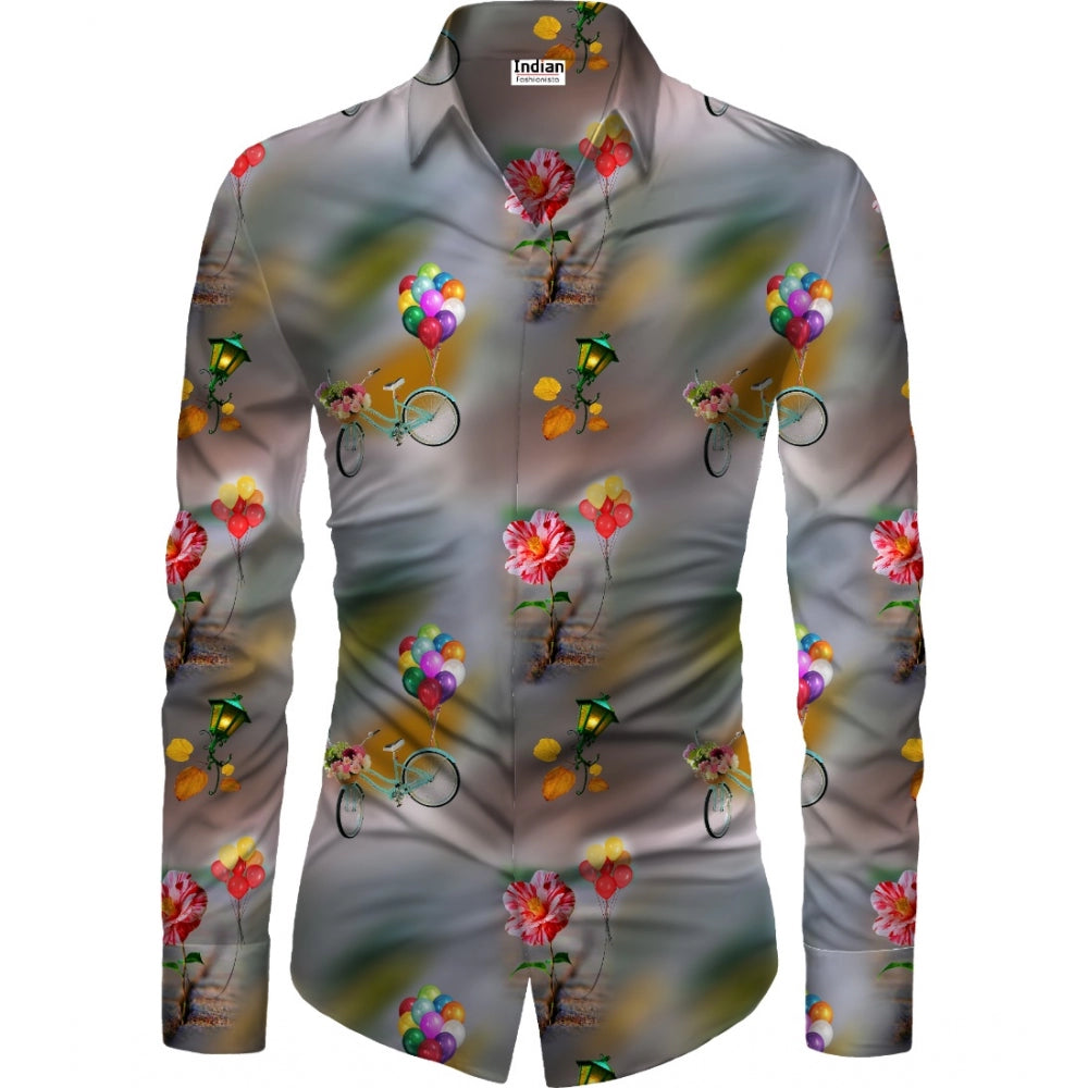 Amfyn Men's Casual Floral Printed Cotton Blend Unstitched Shirt Fabric 1.6 Mtrs (Multicolor)