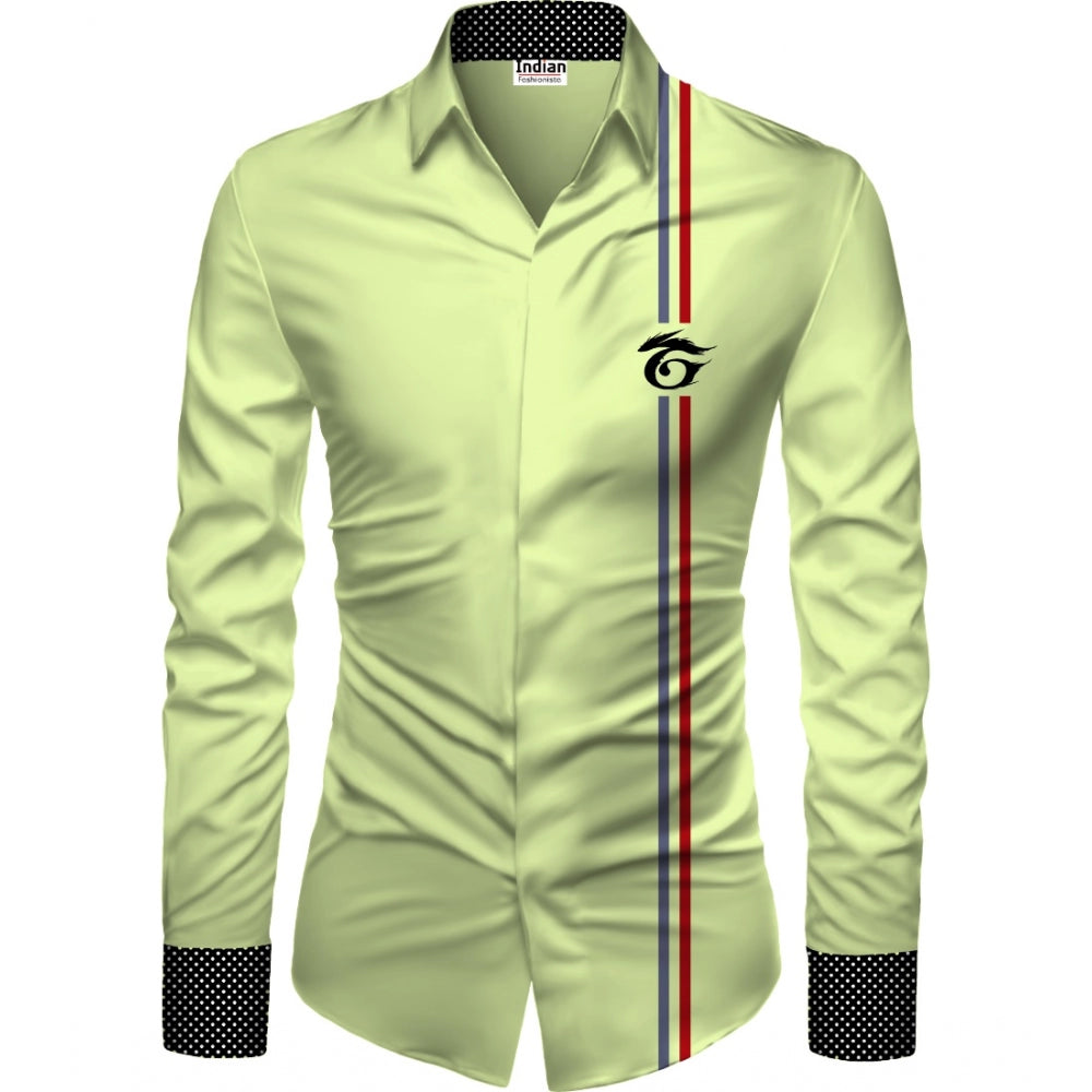 Amfyn Men's Casual Floral Printed Cotton Blend Unstitched Shirt Fabric 1.6 Mtrs (Green)