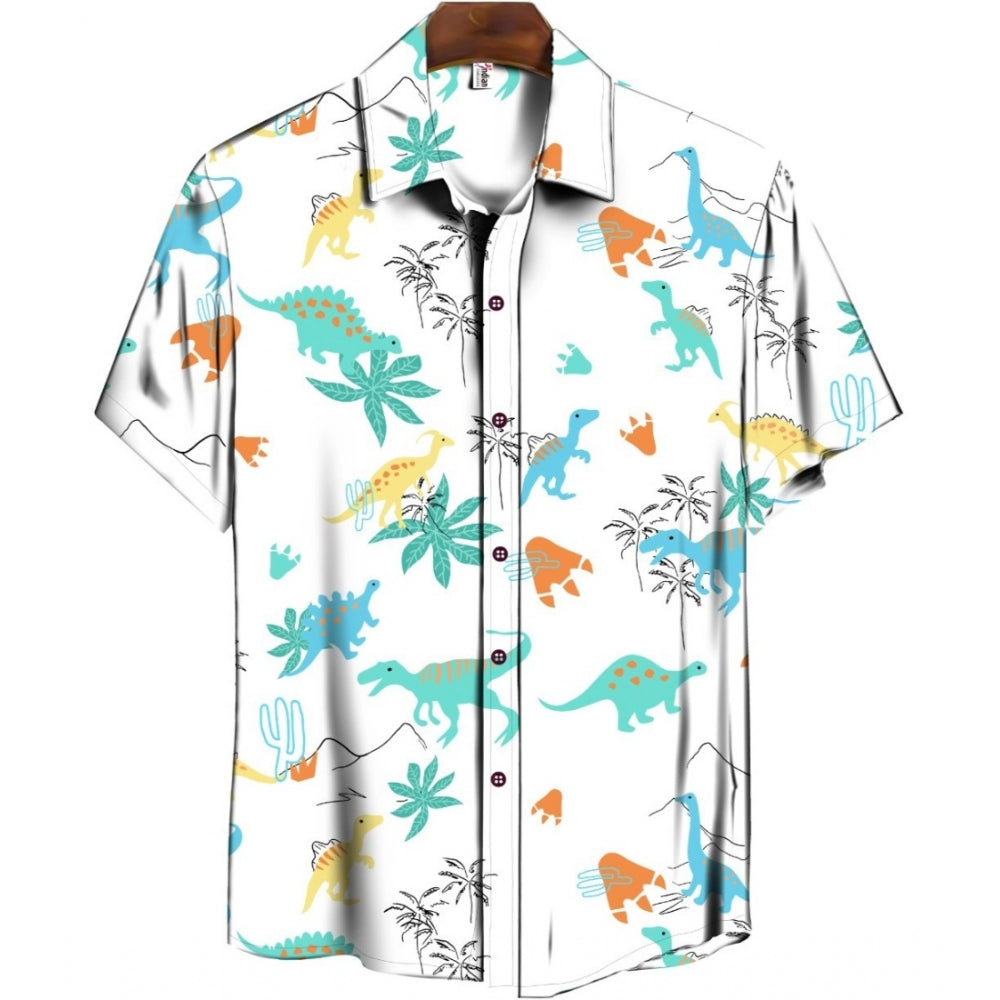 Amfyn Men's Casual Floral Printed Cotton Blend Unstitched Shirt Fabric 1.6 Mtrs (Sky Blue)