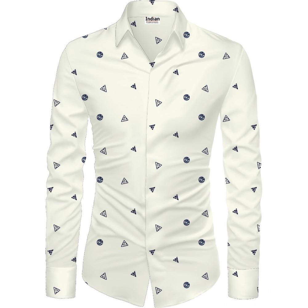 Amfyn Men's Casual Floral Printed Cotton Blend Unstitched Shirt Fabric 1.6 Mtrs (White)