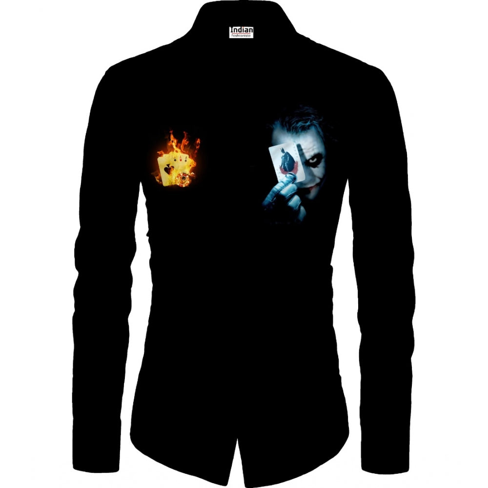 Amfyn Men's Casual Floral Printed Cotton Blend Unstitched Shirt Fabric 1.6 Mtrs (Black)
