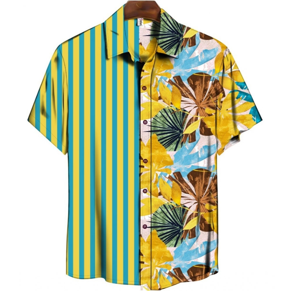 Amfyn Men's Casual Floral Printed Cotton Blend Unstitched Shirt Fabric 1.6 Mtrs (Green)