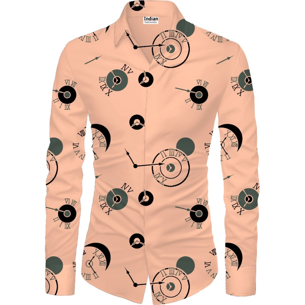 Amfyn Men's Casual Floral Printed Cotton Blend Unstitched Shirt Fabric 1.6 Mtrs (Orange)