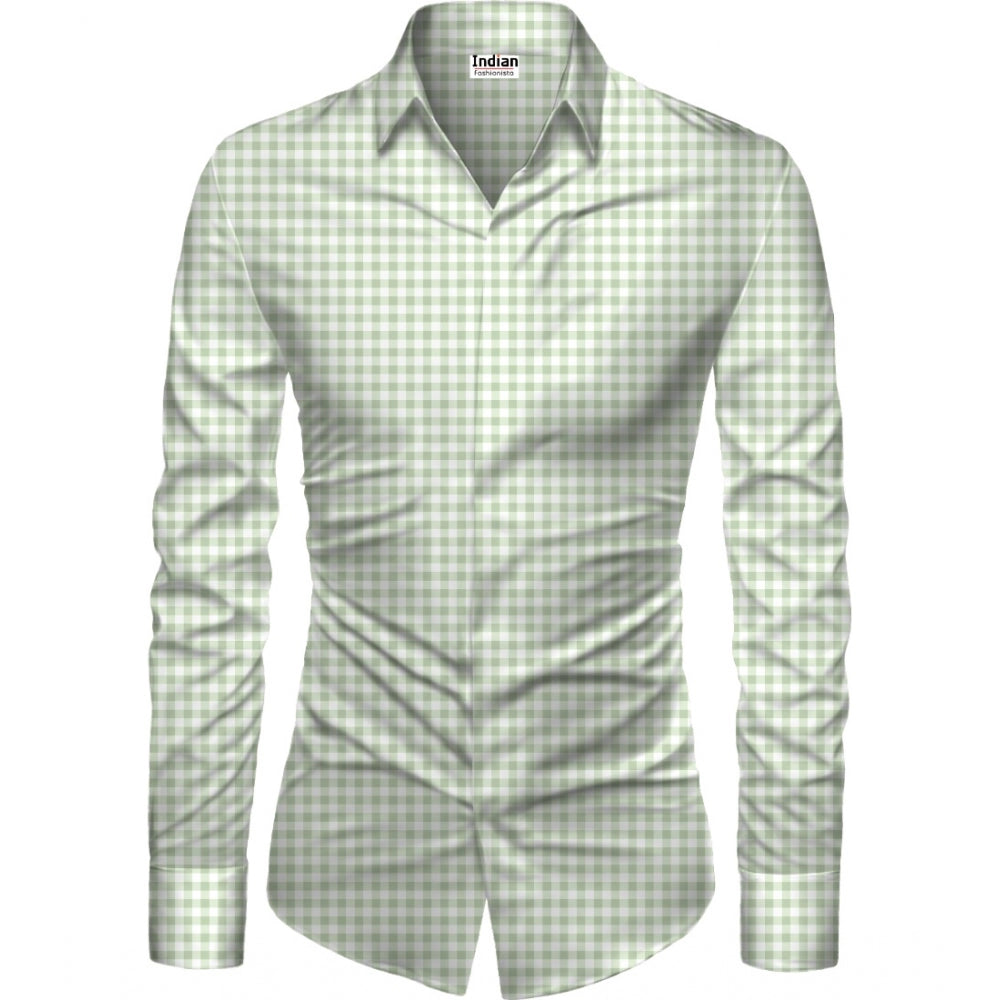 Amfyn Men's Casual Floral Printed Cotton Blend Unstitched Shirt Fabric 1.6 Mtrs (Green)