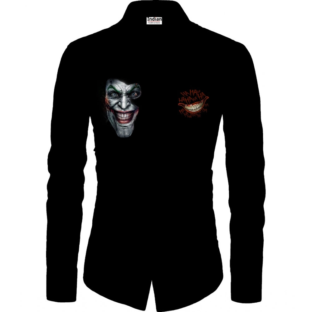 Amfyn Men's Casual Floral Printed Cotton Blend Unstitched Shirt Fabric 1.6 Mtrs (Black)