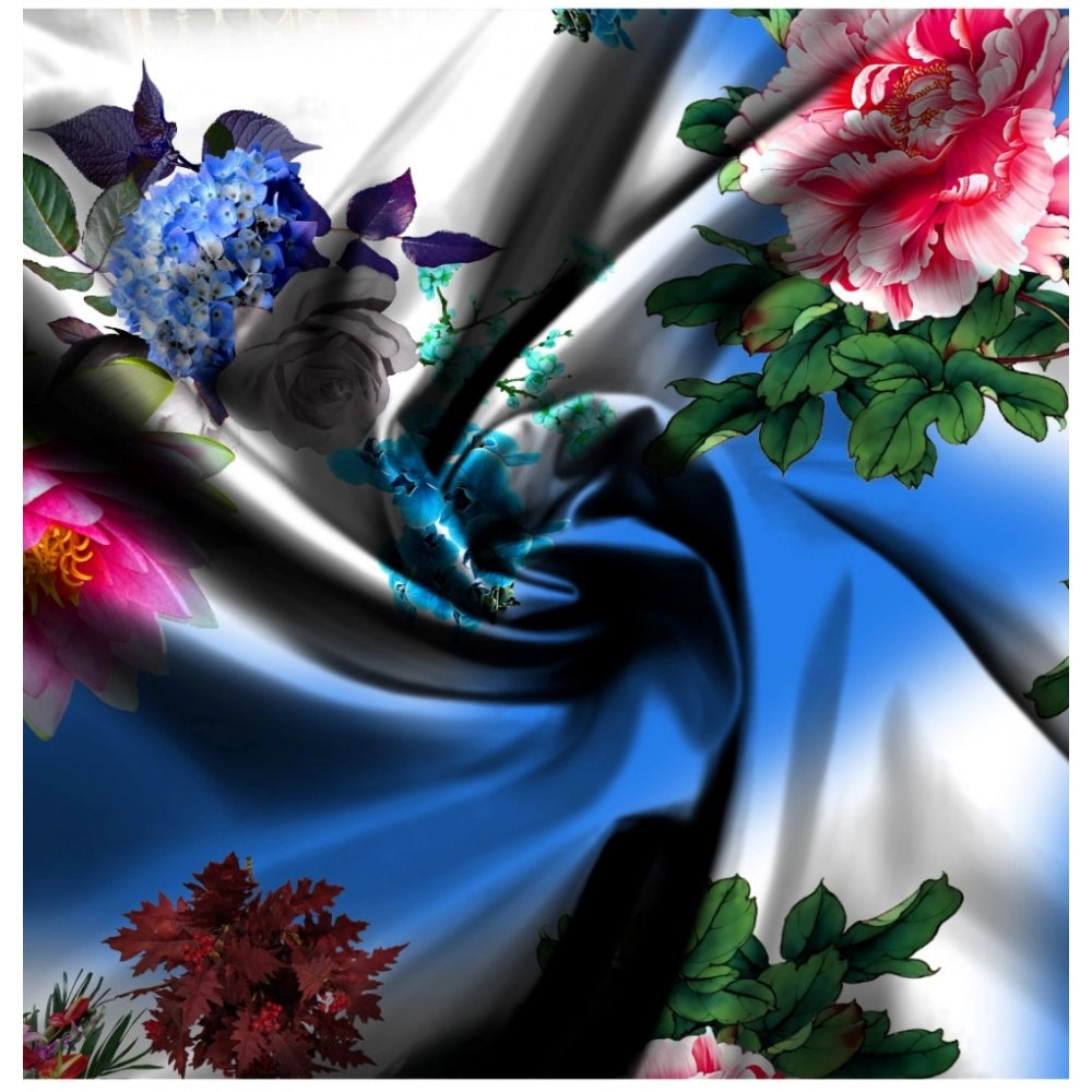 Amfyn Men's Casual Floral Printed Cotton Blend Unstitched Shirt Fabric 1.6 Mtrs (Blue)