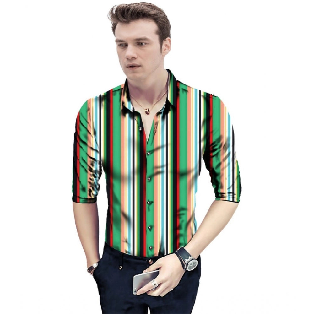 Amfyn Men's Casual Floral Printed Cotton Blend Unstitched Shirt Fabric 1.6 Mtrs (Green)