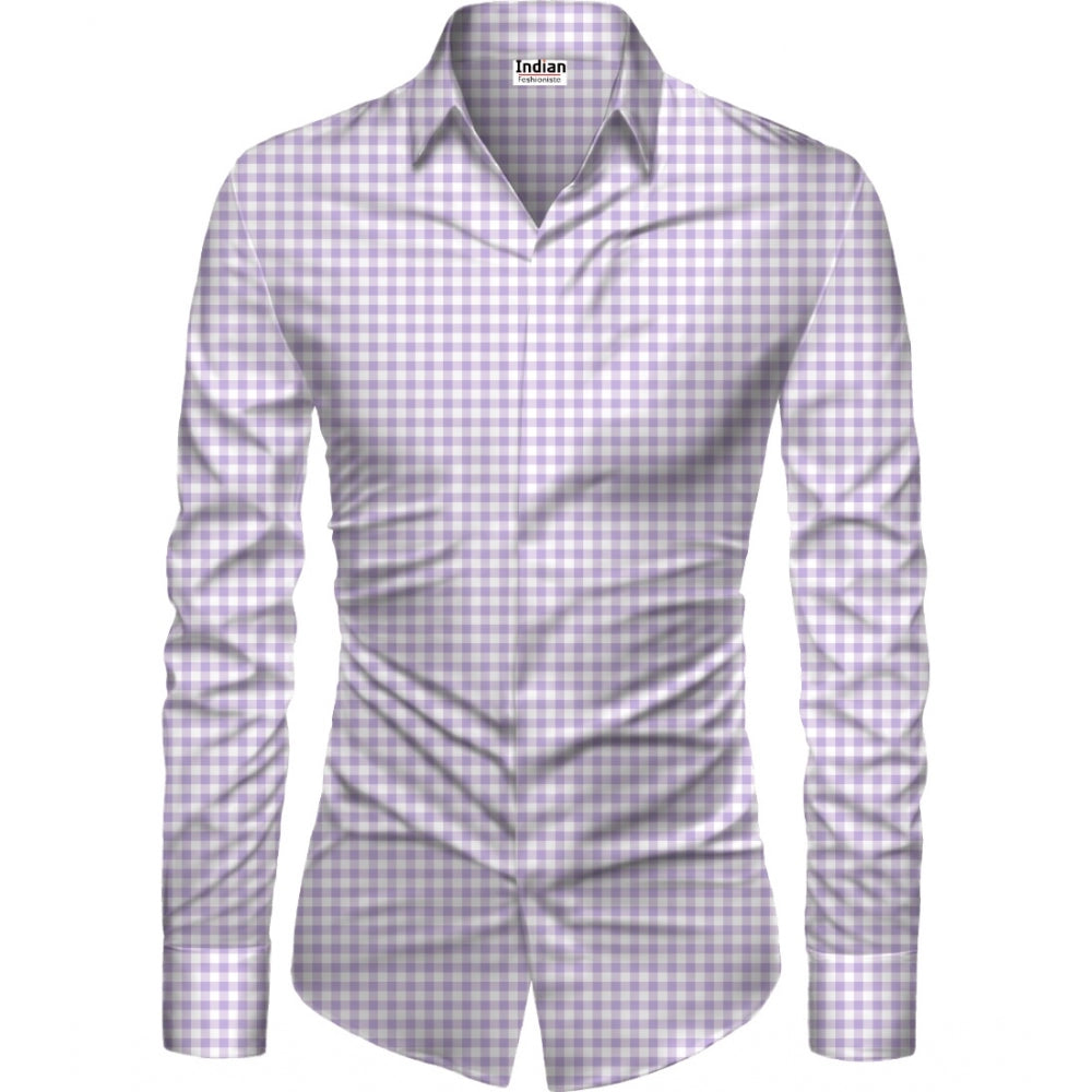 Amfyn Men's Casual Floral Printed Cotton Blend Unstitched Shirt Fabric 1.6 Mtrs (Purple)