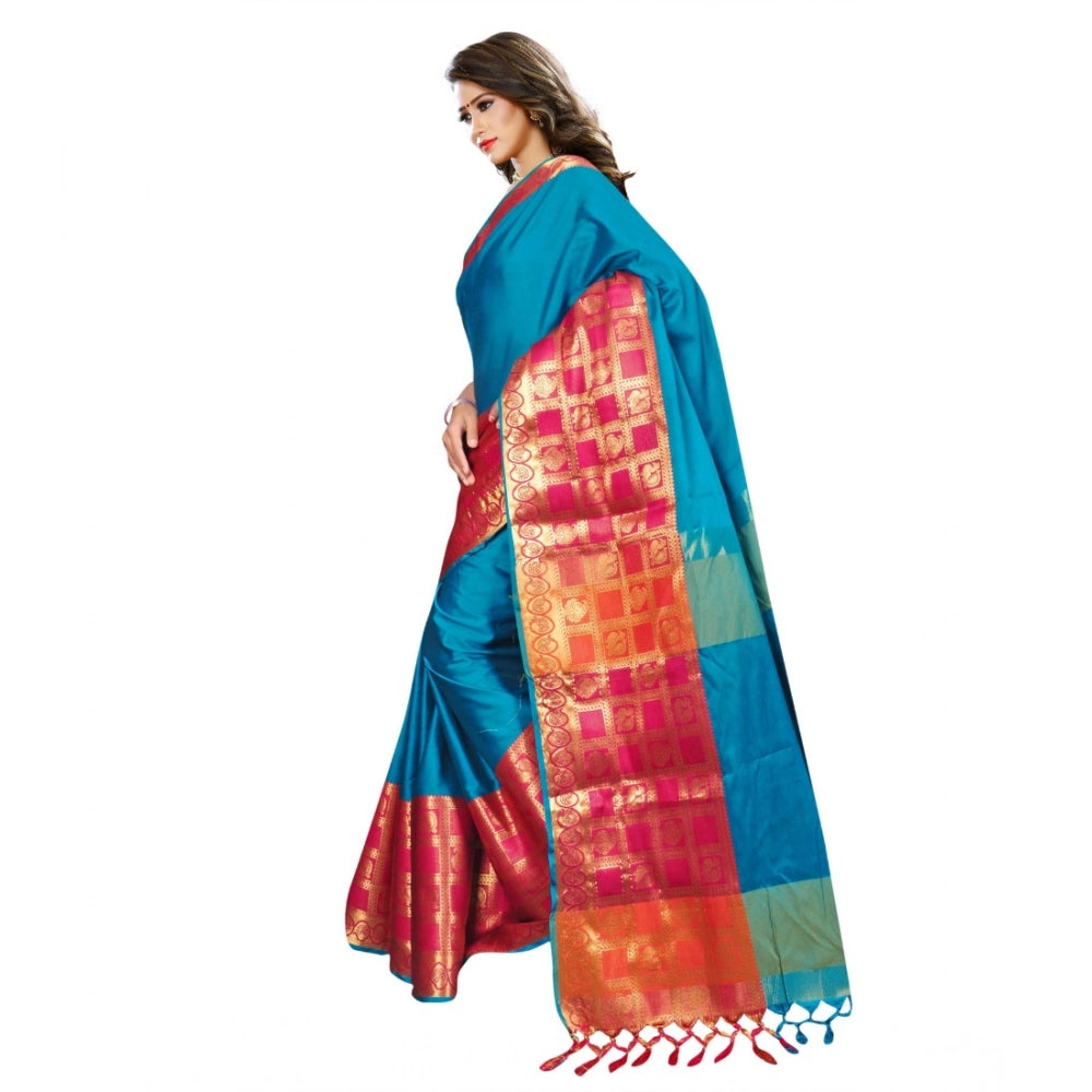 Amfyn Women's Jacquard Woven Saree With Unstitched Blouse 5.5Mtr (Multicolor)