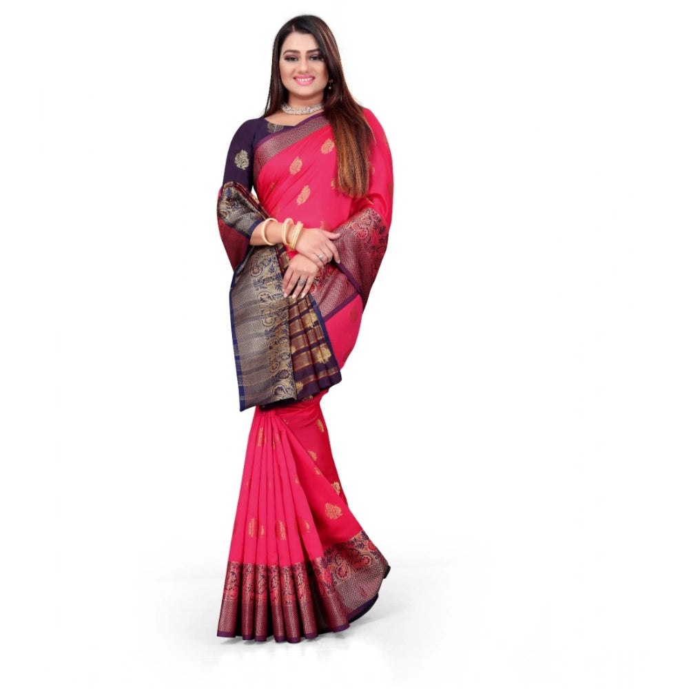 Amfyn Women's Silk Blend Woven Saree With Unstitched Blouse 5.5Mtr (Multicolor)
