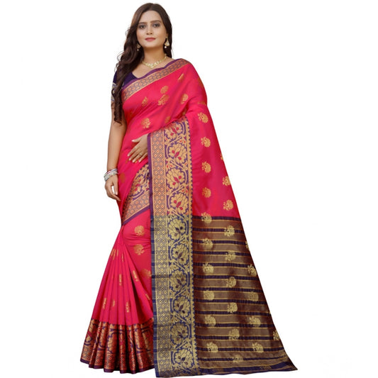 Amfyn Women's Silk Blend Woven Saree With Unstitched Blouse 5.5Mtr (Multicolor)
