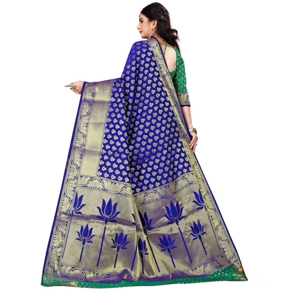 Amfyn Women's Jacquard Woven Saree With Unstitched Blouse 5.5Mtr (Green)