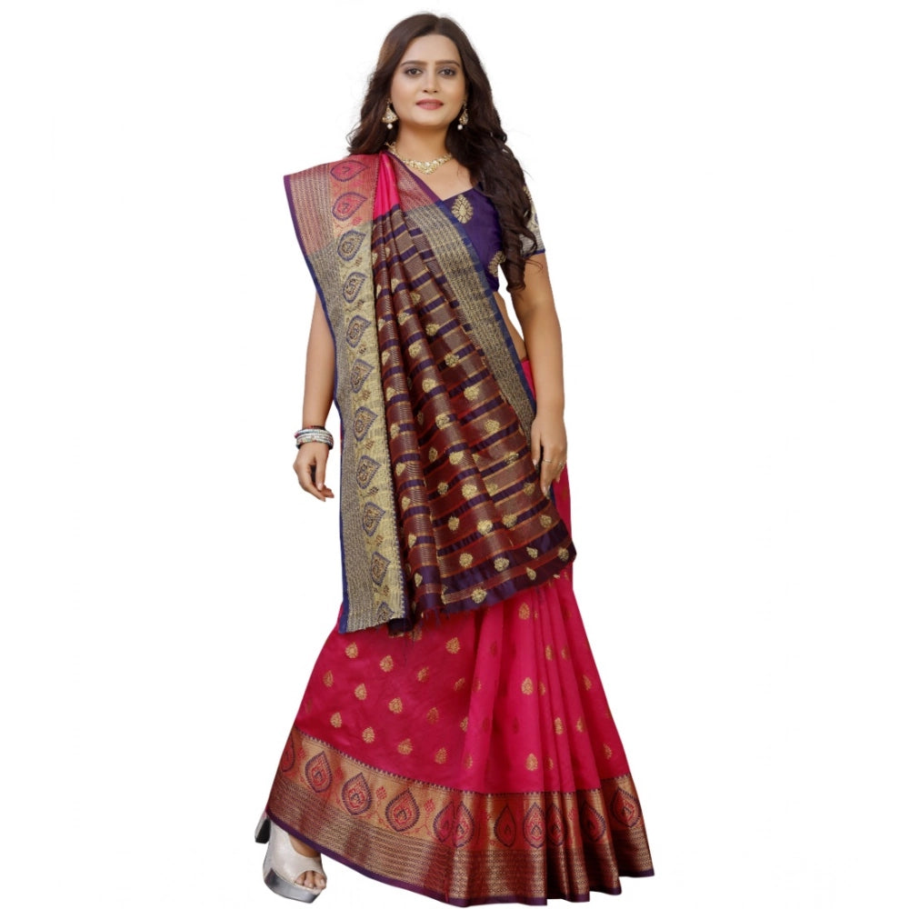 Amfyn Women's Silk Blend Woven Saree With Unstitched Blouse 5.5Mtr (Multicolor)