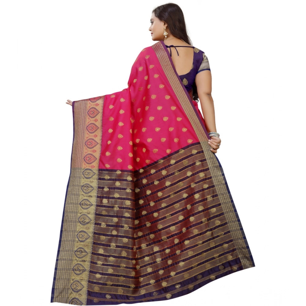 Amfyn Women's Silk Blend Woven Saree With Unstitched Blouse 5.5Mtr (Multicolor)