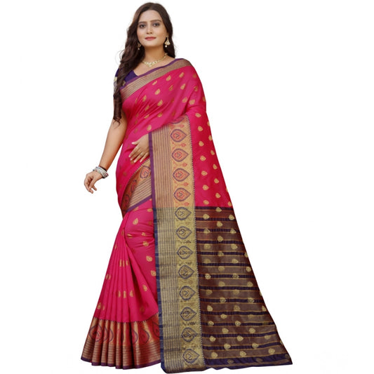 Amfyn Women's Silk Blend Woven Saree With Unstitched Blouse 5.5Mtr (Multicolor)