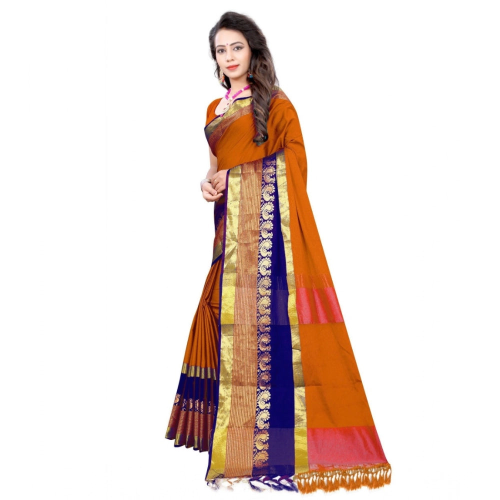 Amfyn Women's Jacquard Woven Saree With Unstitched Blouse 5.5Mtr (Multicolor)