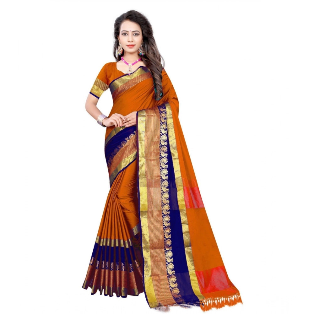 Amfyn Women's Jacquard Woven Saree With Unstitched Blouse 5.5Mtr (Multicolor)