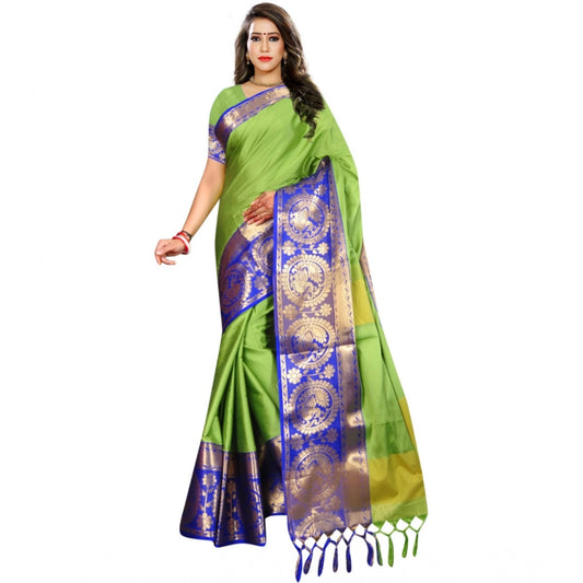Amfyn Women's Jacquard Woven Saree With Unstitched Blouse 5.5Mtr (Green)