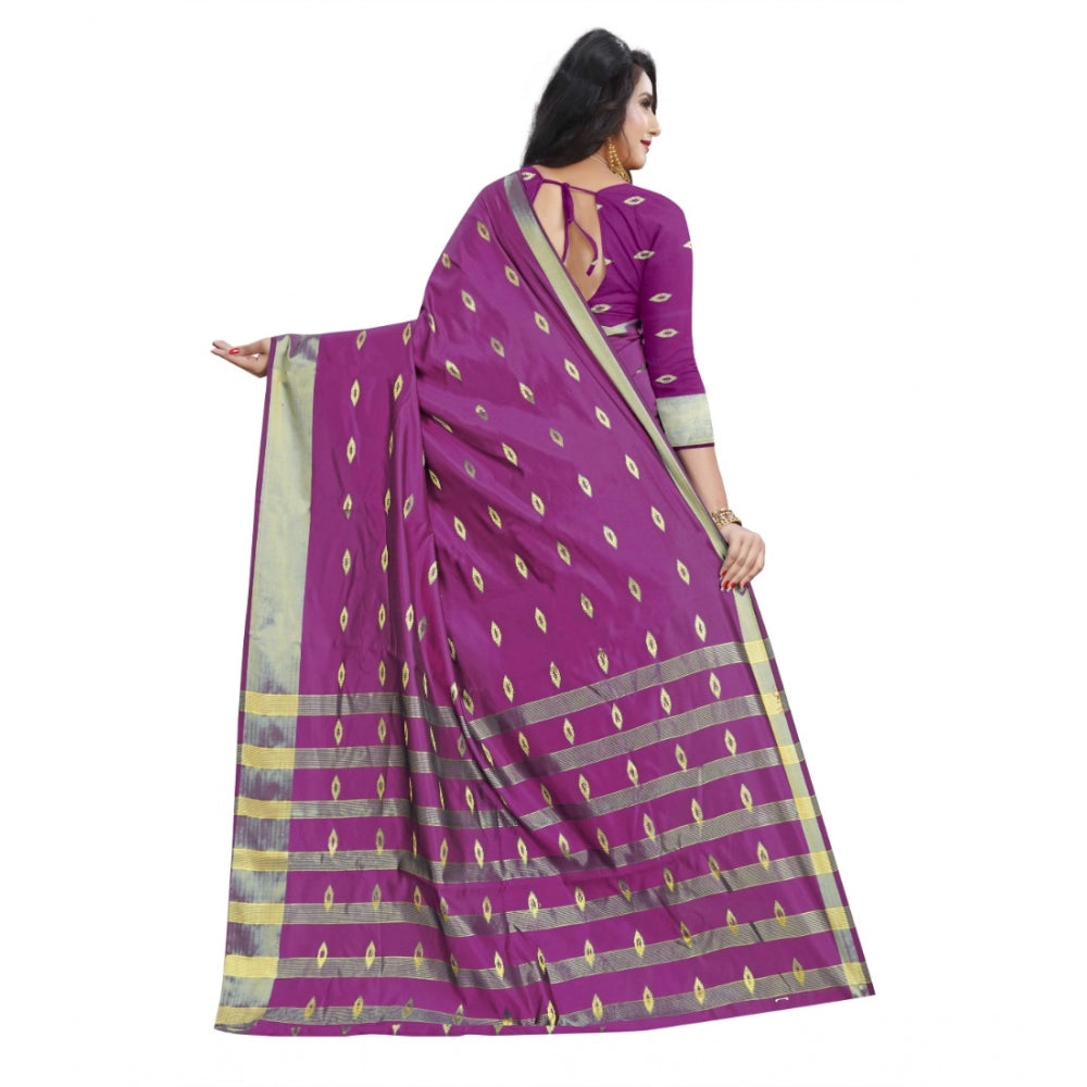 Amfyn Women's Silk Blend Woven Saree With Unstitched Blouse 5.5Mtr (Pink)