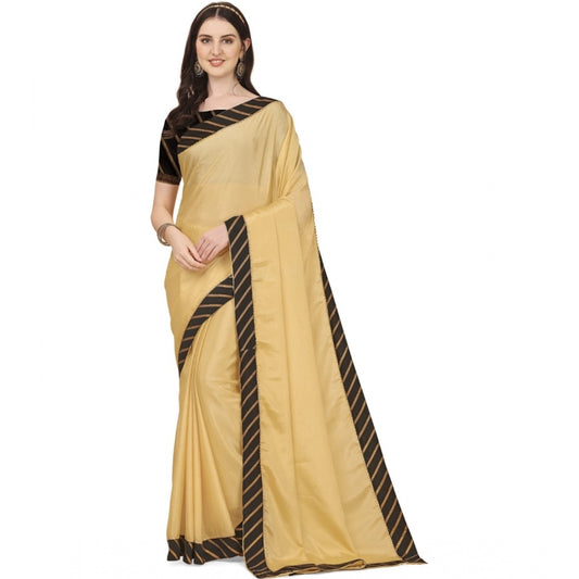 Amfyn Women's Chiffon Self Design Saree With Unstitched Blouse 5.5Mtr (Yellow)