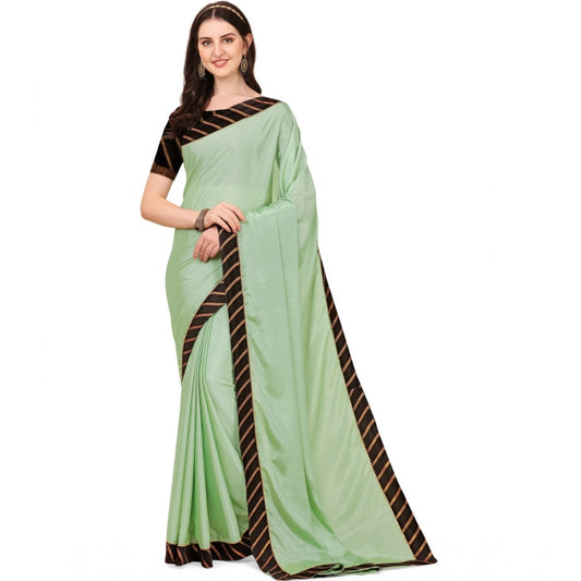Amfyn Women's Chiffon Self Design Saree With Unstitched Blouse 5.5Mtr (Light Green)