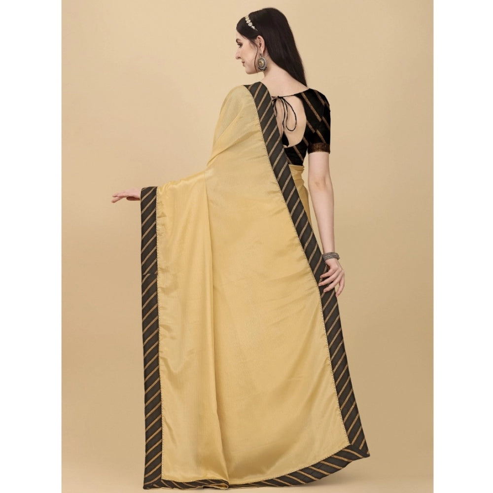 Amfyn Women's Chiffon Self Design Saree With Unstitched Blouse 5.5Mtr (Yellow)