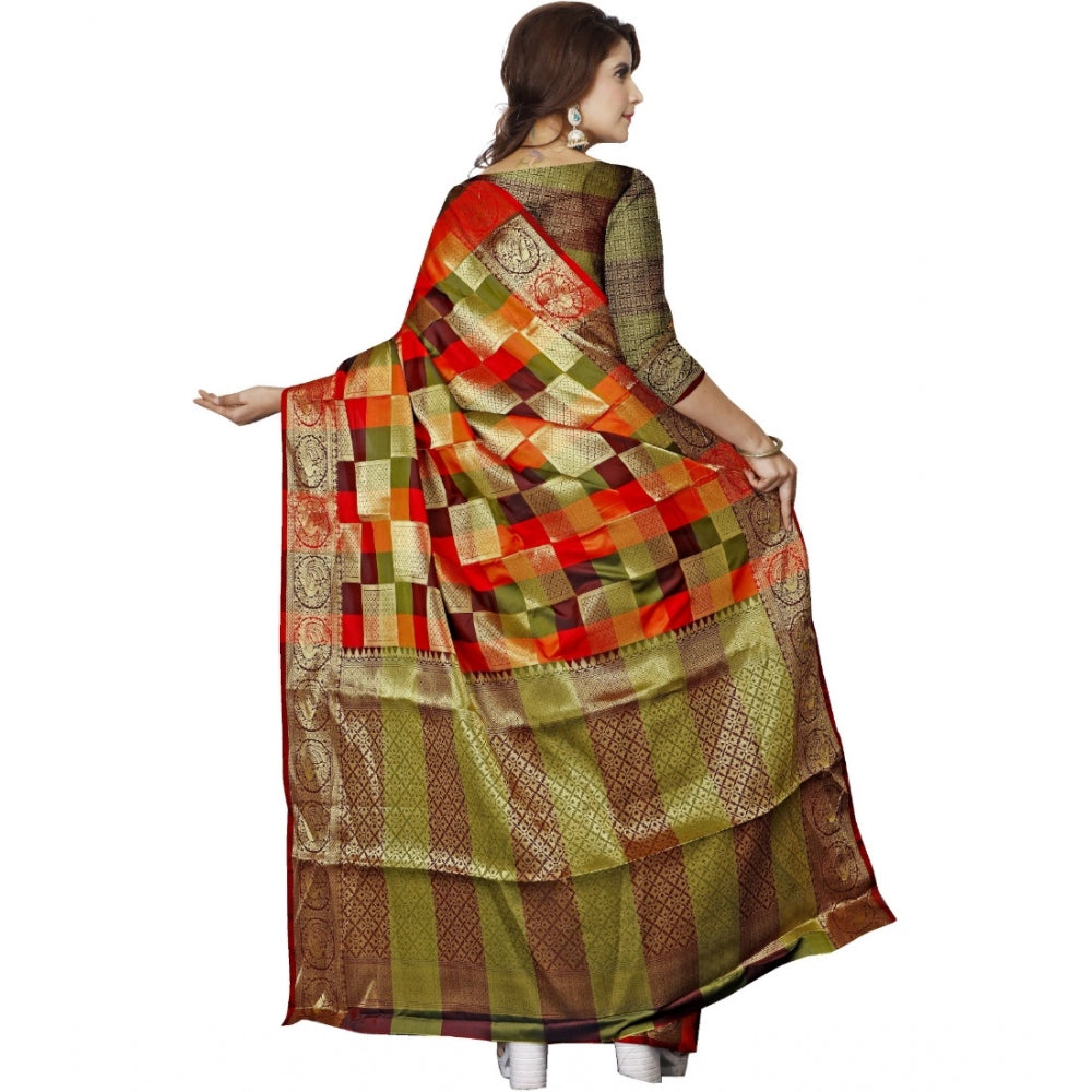 Amfyn Women's Jacquard Woven Saree With Unstitched Blouse 5.5Mtr (Multicolor)