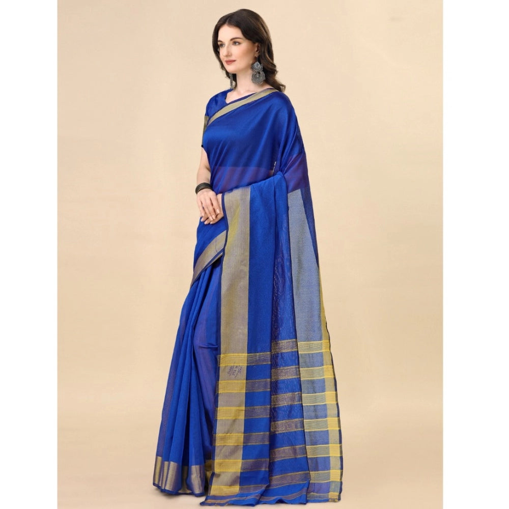 Amfyn Women's Cotton Silk Striped Saree With Unstitched Blouse 5.5Mtr (Multicolor)