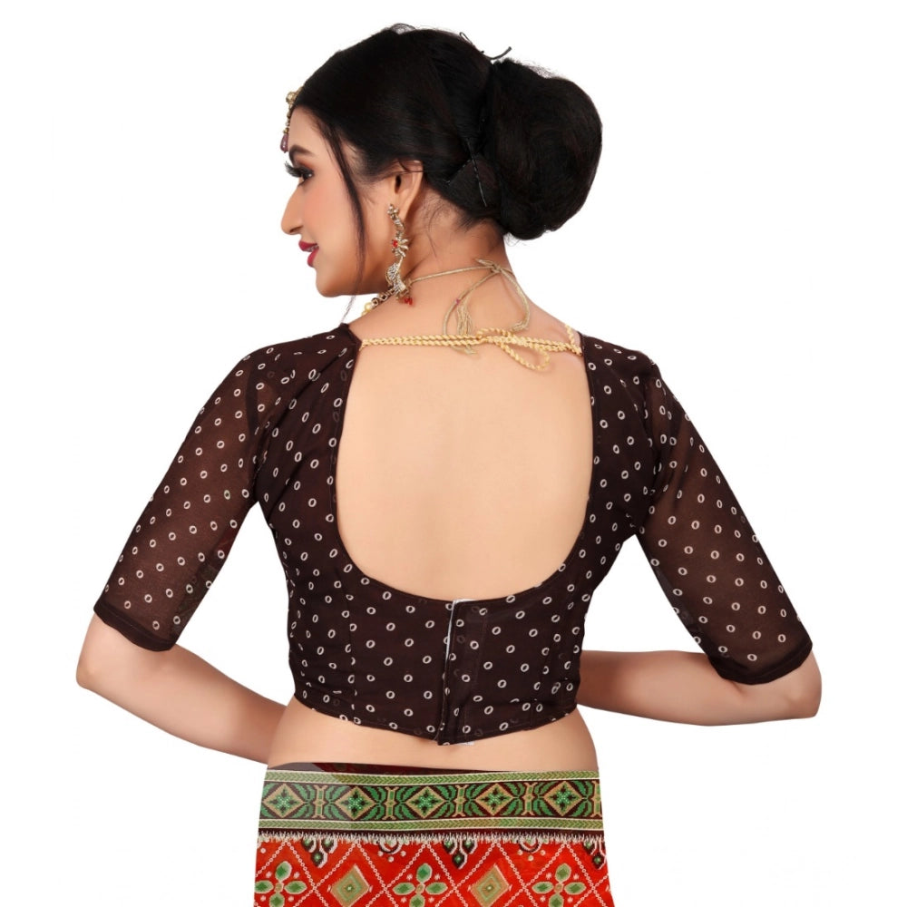 Amfyn Women's Georgette Floral Print Saree With Unstitched Blouse 5.5Mtr (Orange)