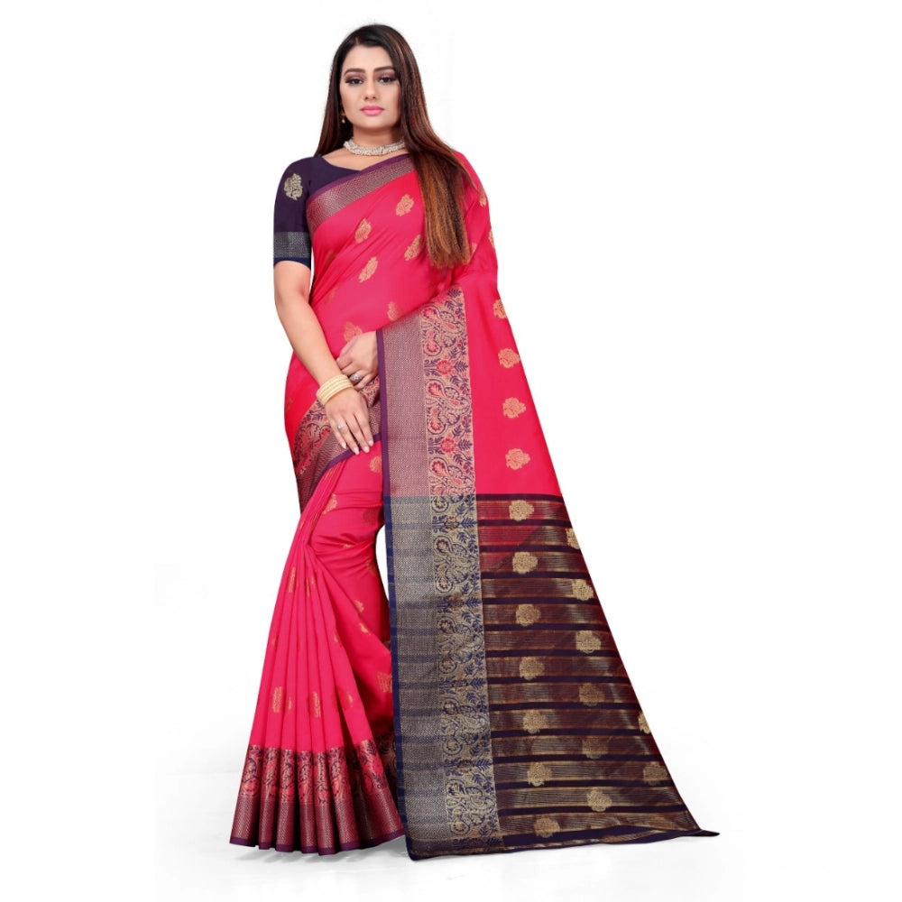 Amfyn Women's Silk Blend Woven Saree With Unstitched Blouse 5.5Mtr (Multicolor)