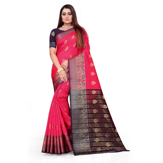 Amfyn Women's Silk Blend Woven Saree With Unstitched Blouse 5.5Mtr (Multicolor)