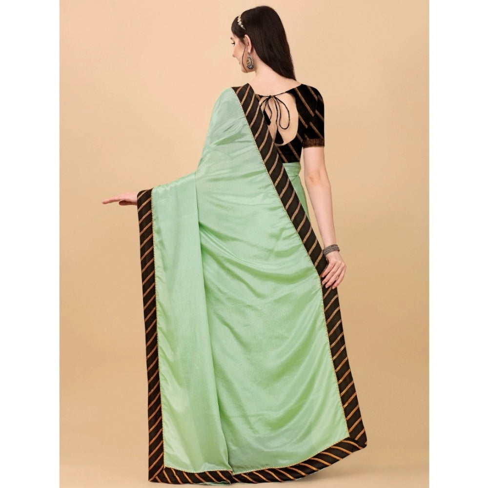Amfyn Women's Chiffon Self Design Saree With Unstitched Blouse 5.5Mtr (Light Green)